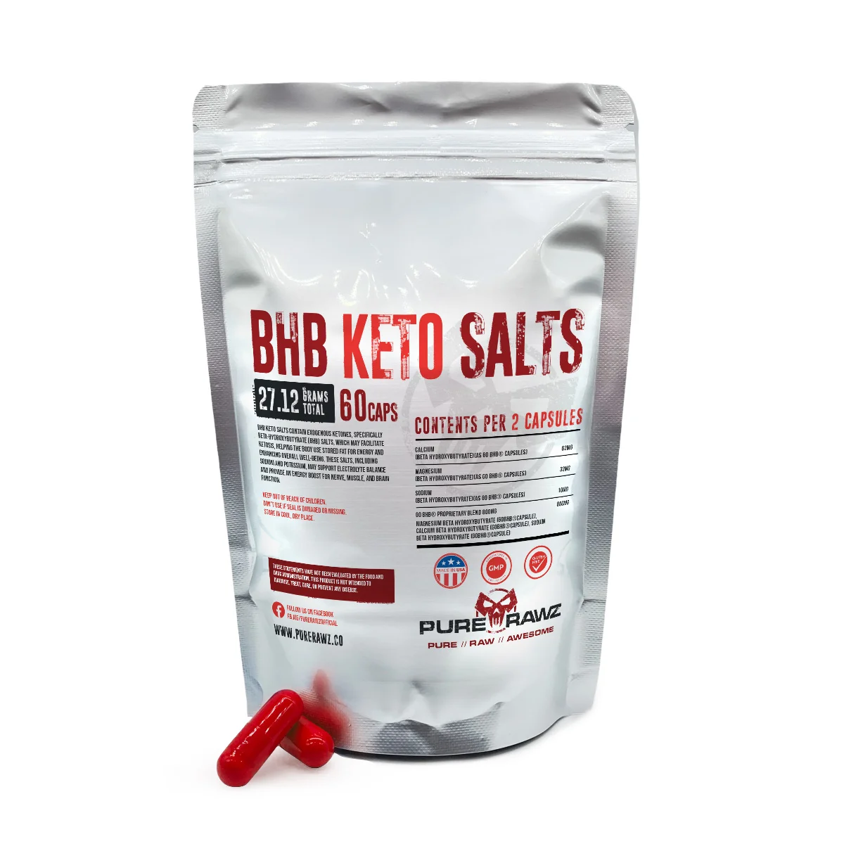 BHB Keto Salts 27mg per cap / 60ct / 1620mg