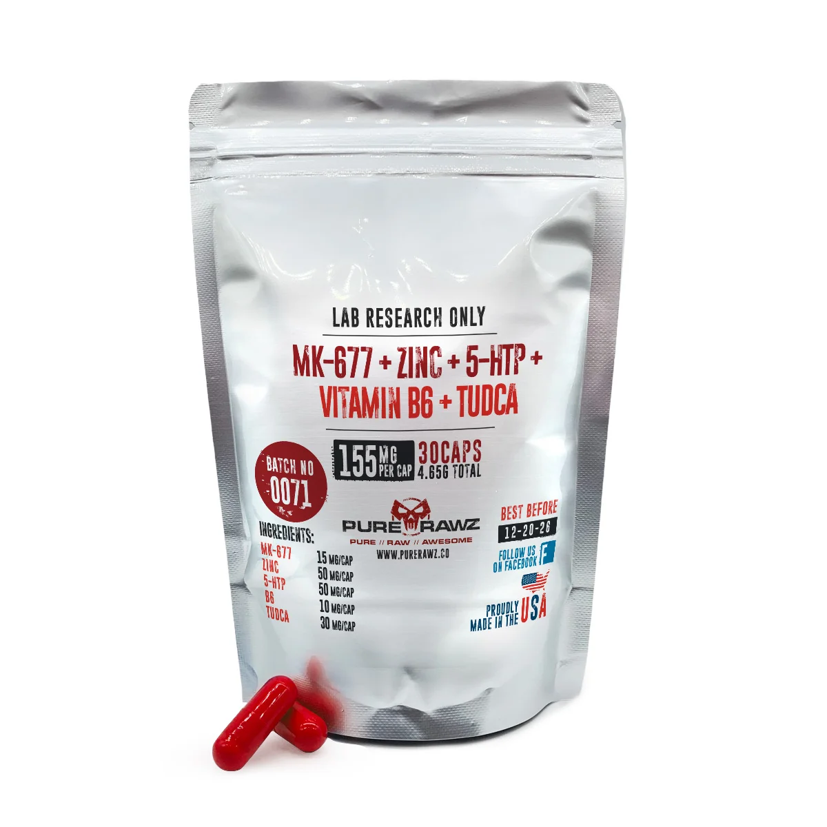 MK-677 + Zinc + 5-HTP + Vitamin B6 + TUDCA Capsules